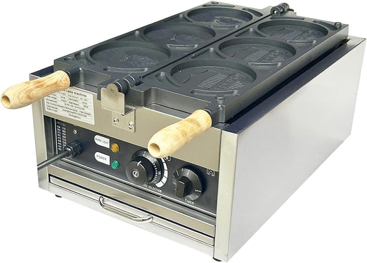 LHTSNA Commercial American Coin Waffle Maker, 110V Cheese Coin Waffle Maker Machine, Stainless Steel Coin Waffle, Non-Stick Teflon Coating,50-300℃\/122-572℉ Adjustable