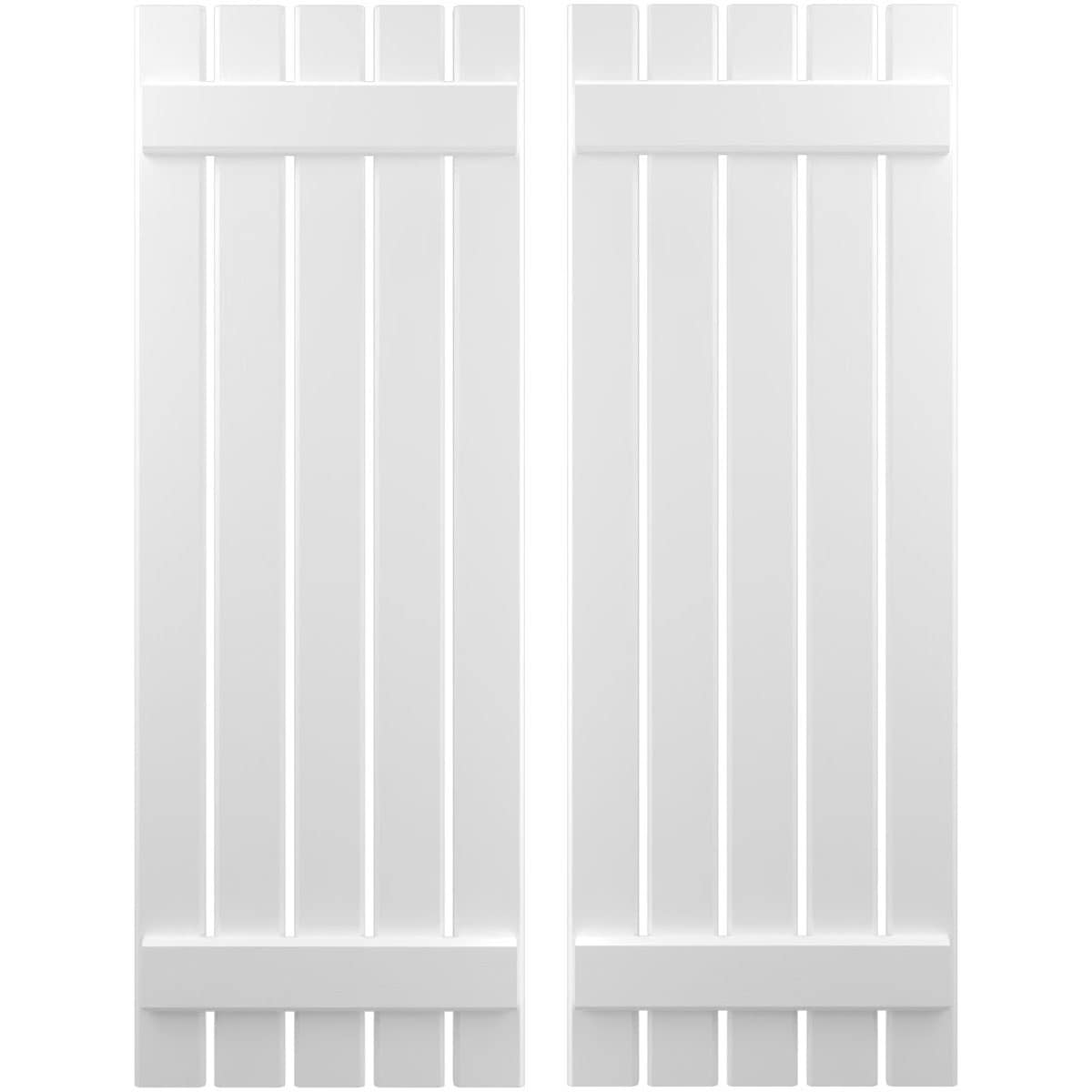 Ekena Millwork 19.5-in W x 45-in H White Paintable/Stainable Board and batten Wood Exterior Shutters ( 2 -Pack )