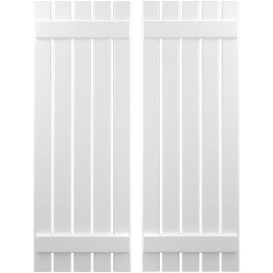Ekena Millwork 19.5-in W x 45-in H White Paintable/Stainable Board and batten Wood Exterior Shutters ( 2 -Pack )