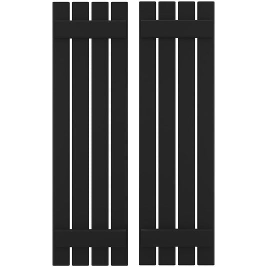 Ekena Millwork 15.5-in W x 78-in H Black Board and batten Spaced with z-bar Wood Exterior Shutters ( 2 -Pack )