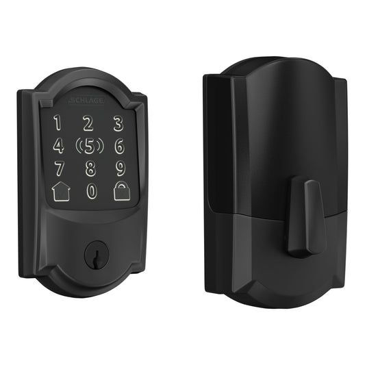 Schlage Encode Plus Camelot Matte Black Smart Lock Electronic Deadbolt with Wifi Bluetooth Touchscreen Keypad BE499WB CAM 622