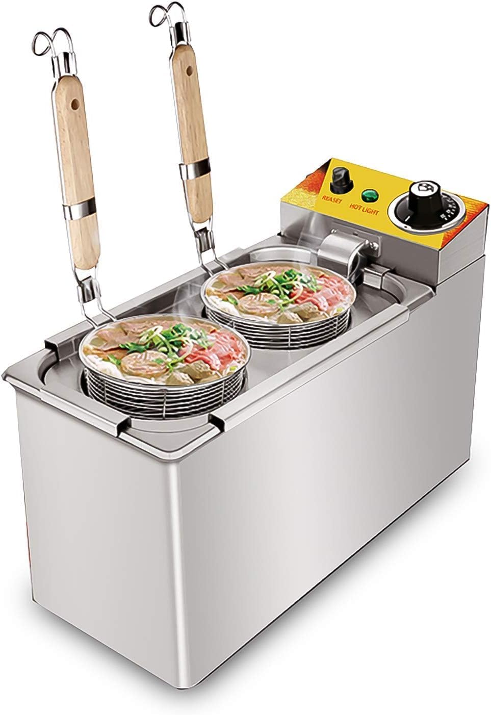 NicoPower Electric Pasta Cooker | Noodle Machine | Hot Pot for Pasta and Noodles | Stainless Steel | 110V (2 Pots)