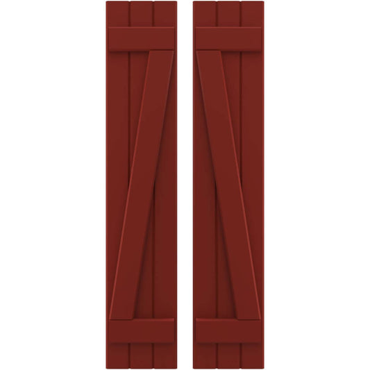 Ekena Millwork 10.5-in W x 72-in H Pepper Red Paintable/Stainable Board and batten Framed Wood Exterior Shutters ( 2 -Pack )