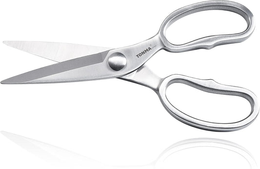 TONMA Kitchen Scissors All Purpose [Made in Japan] Full Metal Stainless Steel Japanese Kitchen Shears Heavy Duty with Micro Serrated, Cooking Scissors for Food Ergonomic Dishwasher Safe