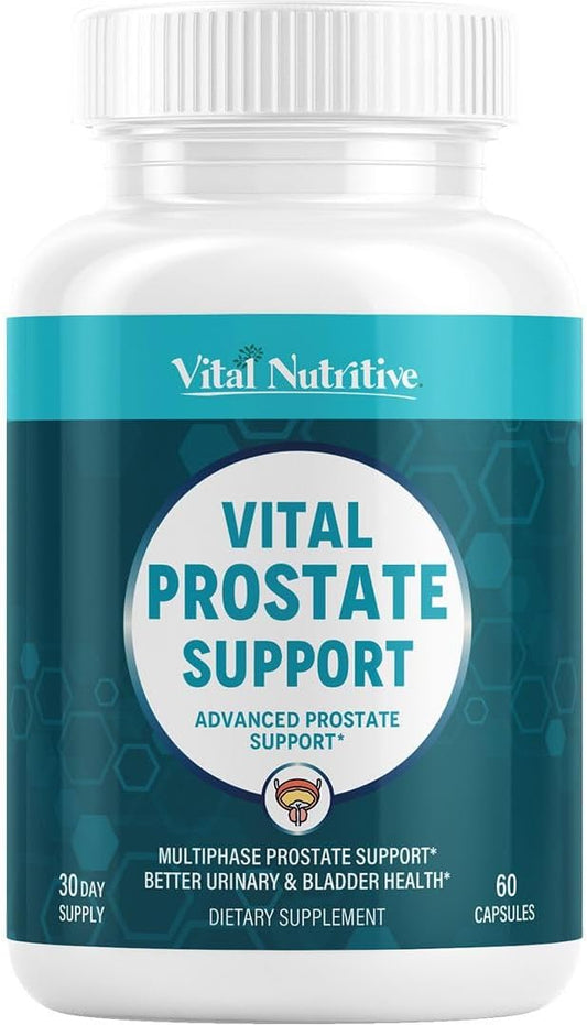 Vital Prostate Support Supplement for Men \u2013 Multiphase Herbal Formula with Saw Palmetto, Beta-Sitosterol & Zinc \u2013 Urinary Flow, Bladder Comfort & Prostate Health Supplements for Men \u2013 30 Days Supply