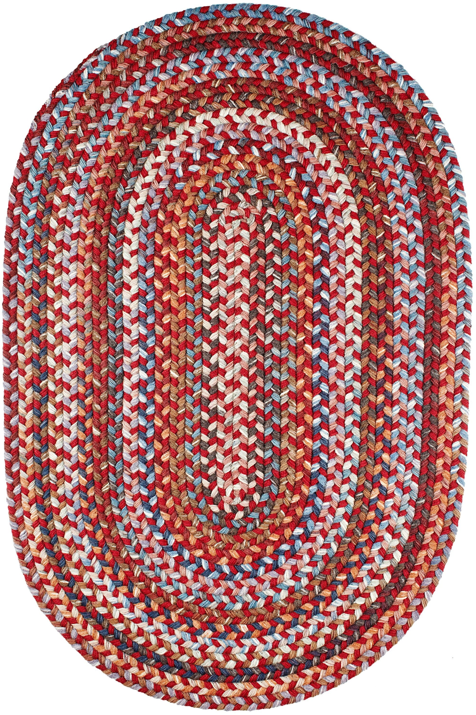 Rhody Rug 7 x 9 (ft) Braided Wool Red Velvet Oval Indoor Geometric Area rug