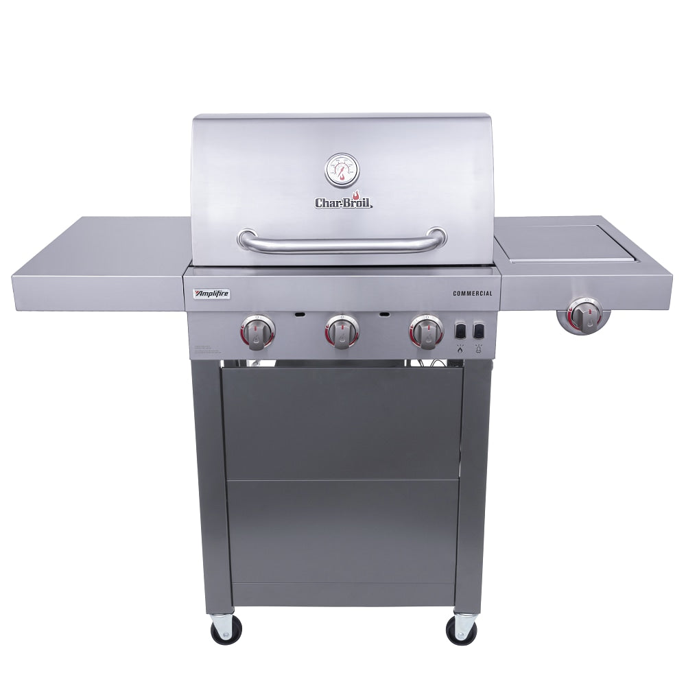 Char-Broil Commercial Series Stainless Steel 3-Burner Liquid Propane and Natural Gas Infrared Gas Grill with 1 Side Burner