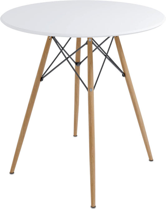 Milliard 31 Inch Round Dining Table \u2013 Small Mid-Century Modern Kitchen Dining Table for 2-4 People, Made with Real Beech Wood Legs, White, 31' x 31' x 30'