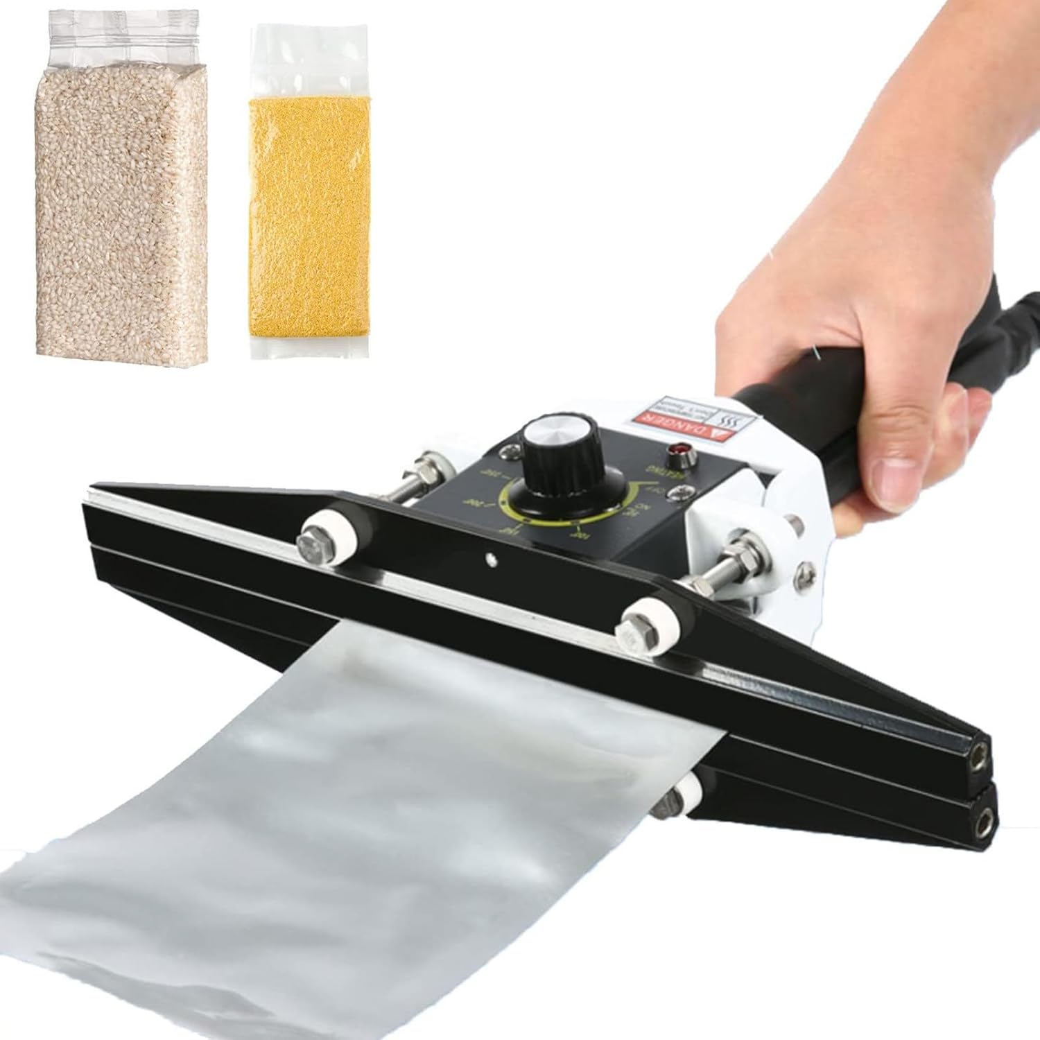 200\/300\/400\/500\/600mm Portable Handheld Impulse Bag Sealer - Heat Sealer Machine - 10mm Seal Width - 0-300℃ Temperature Control,for Food Packaging,Shrink Wrap,and Bag Sealing,600mm