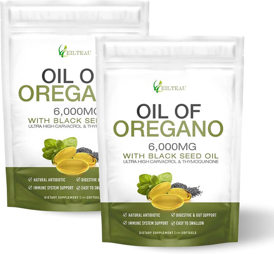 EILTEAU Oil of Oregano with Black Seed Oil,6000mg Oregano Oil Capsules,Non-GMO,Gluten Free,Antioxidant & Immune Support (2)