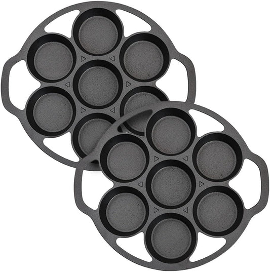 SOGA 2X 32cm Cast Iron Takoyaki Fry Pan Octopus Balls Maker 7 Hole Cavities Grill Mold