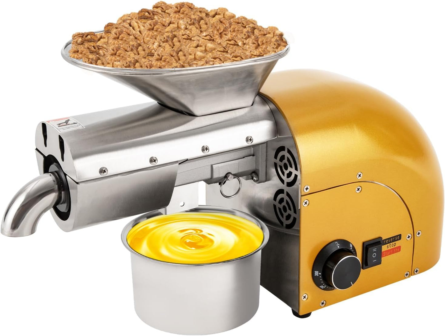 1800W 110V Stainless Steel Oil Press Machine - Commercial Oil Extractor for Coconut, Cocoa Beans, Avocado, Amaranth Seeds