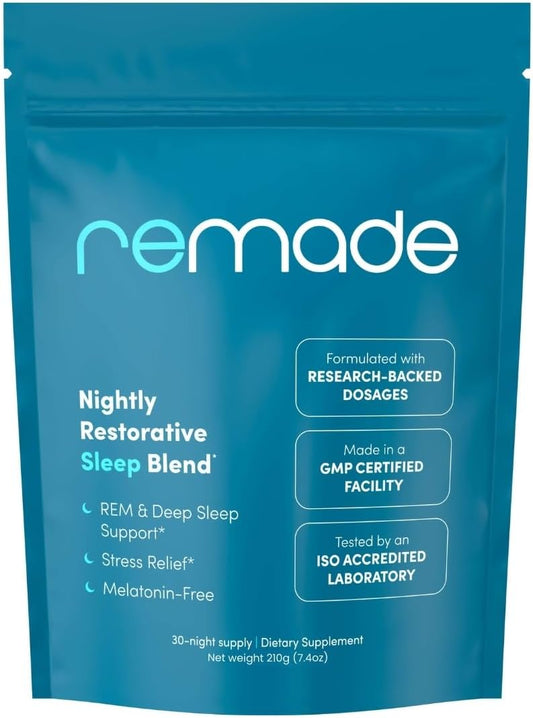 Remade Natural Sleep Aid Without Melatonin - Ashwagandha, L Theanine, Apigenin, Glycine