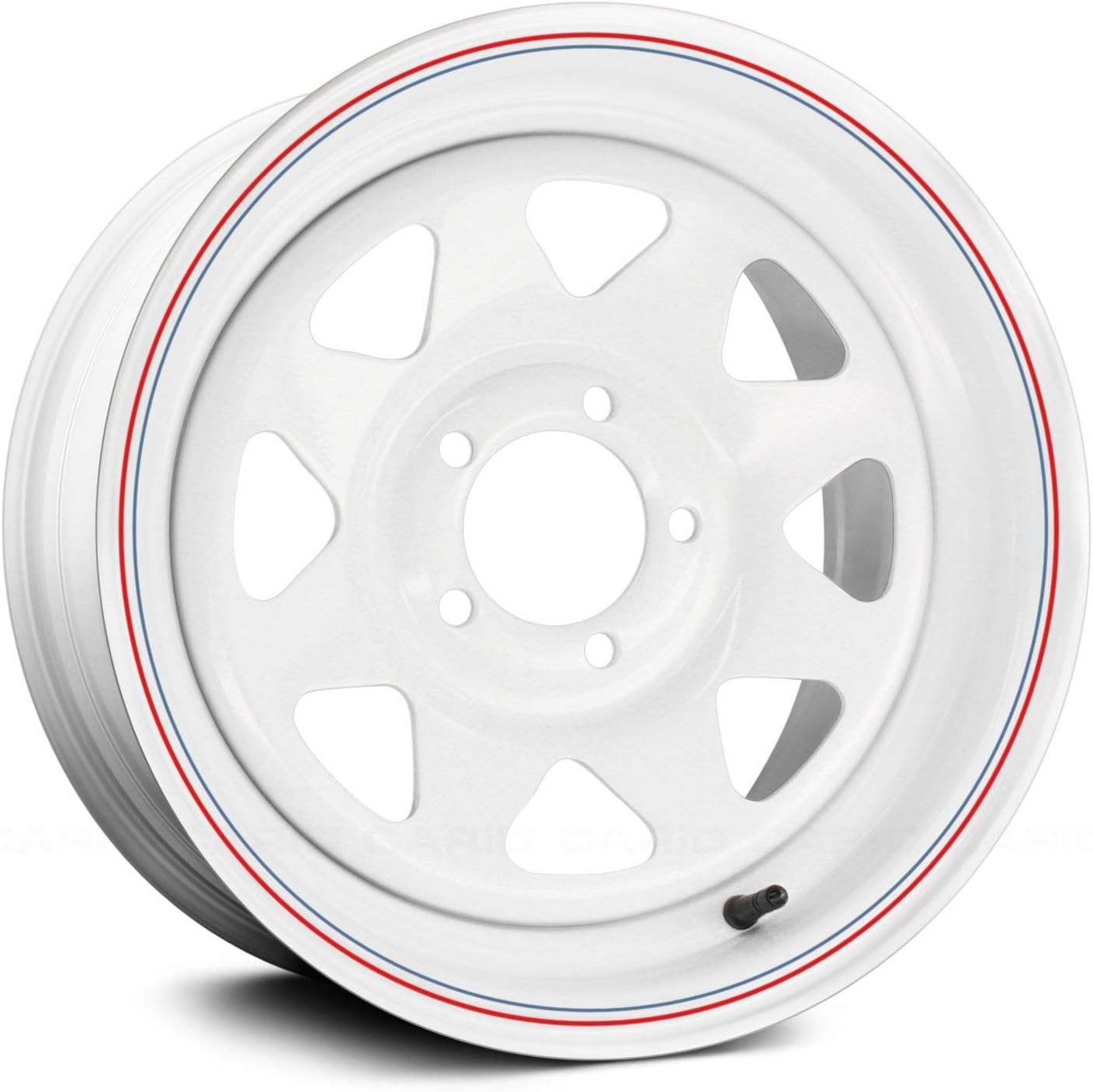 Allied Wheel 80W White 8-Spoke 15x7 5x5.5, 3.75"BS, Durable Gloss White Finish Steel Wheel for Cars and Light Trucks, Chrome Cap Included, Protective E-Coating