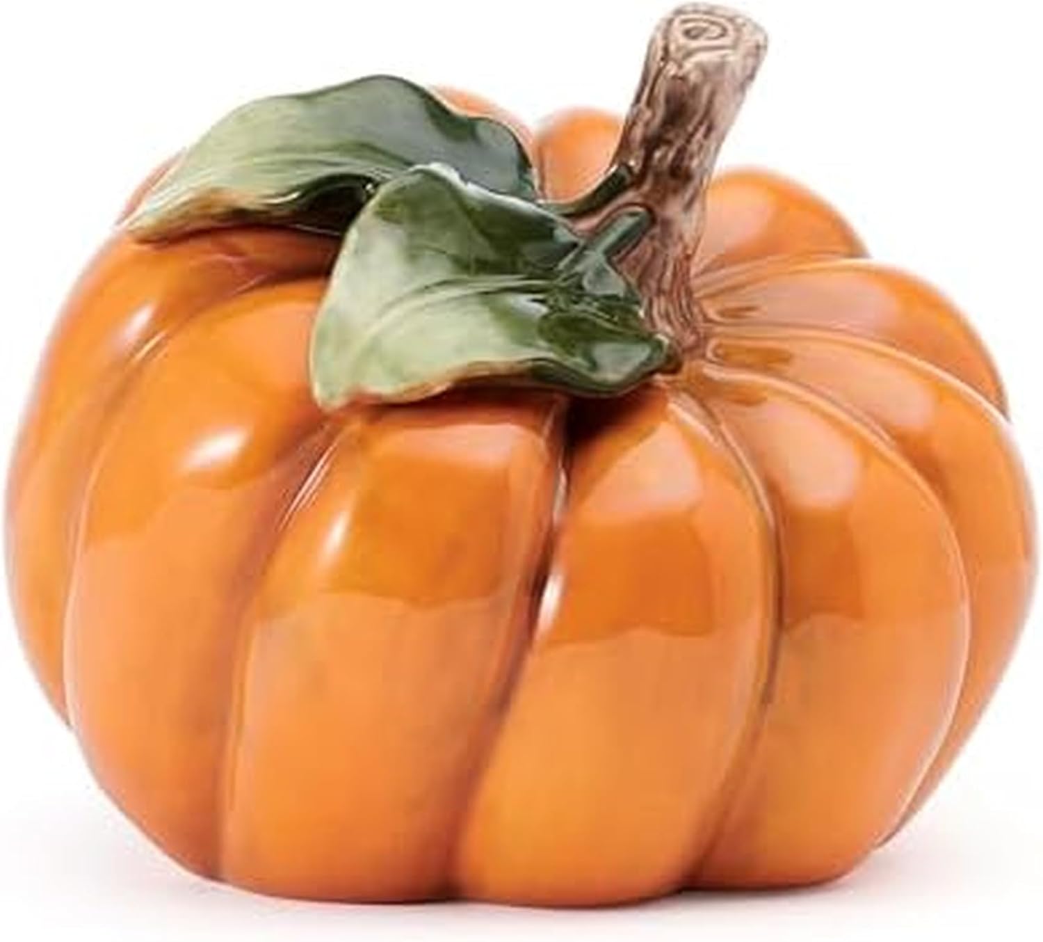 Fitz and Floyd Harvest Halloween Side Pumpkin Ceramic Figurine, 5.5 inch