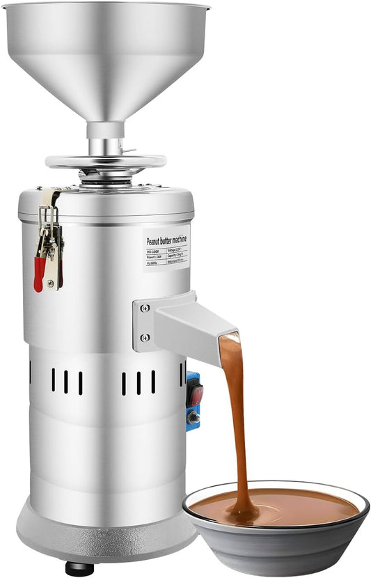 Peanut Butter Maker Machine, Electric Grain Grinder Peanut Butter Maker Sesame Sauce Grinder Home/Commercial for Groundnut, Almond, Cashew Nut and Sesame, 33lb/h 110V 1100W