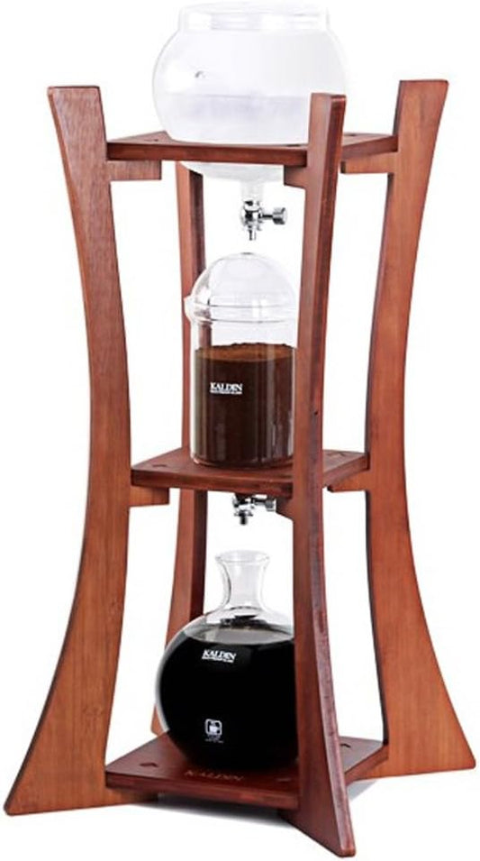 KALDIN DUTCH Cold Brew Coffee Iced Coffee Maker For 15 People 1500ml Wooden Tower Home Drip Dutch Machine (Dark Brown)