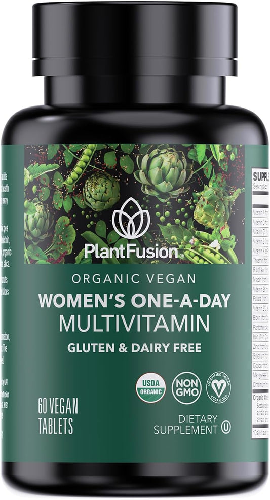 PlantFusion Organic Multivitamin for Women - One Daily Whole Food Blend Women's Multivitamin - Vegan, Non-GMO, Gluten Free & Dairy Free - 60 Tablets (2 Month Supply)