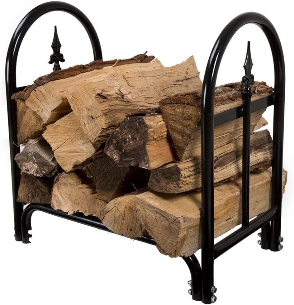 Outdoor Metal Firewood Rack Log Holder Heavy Duty Weather Resistant Wood Storage Rack for Fireplace