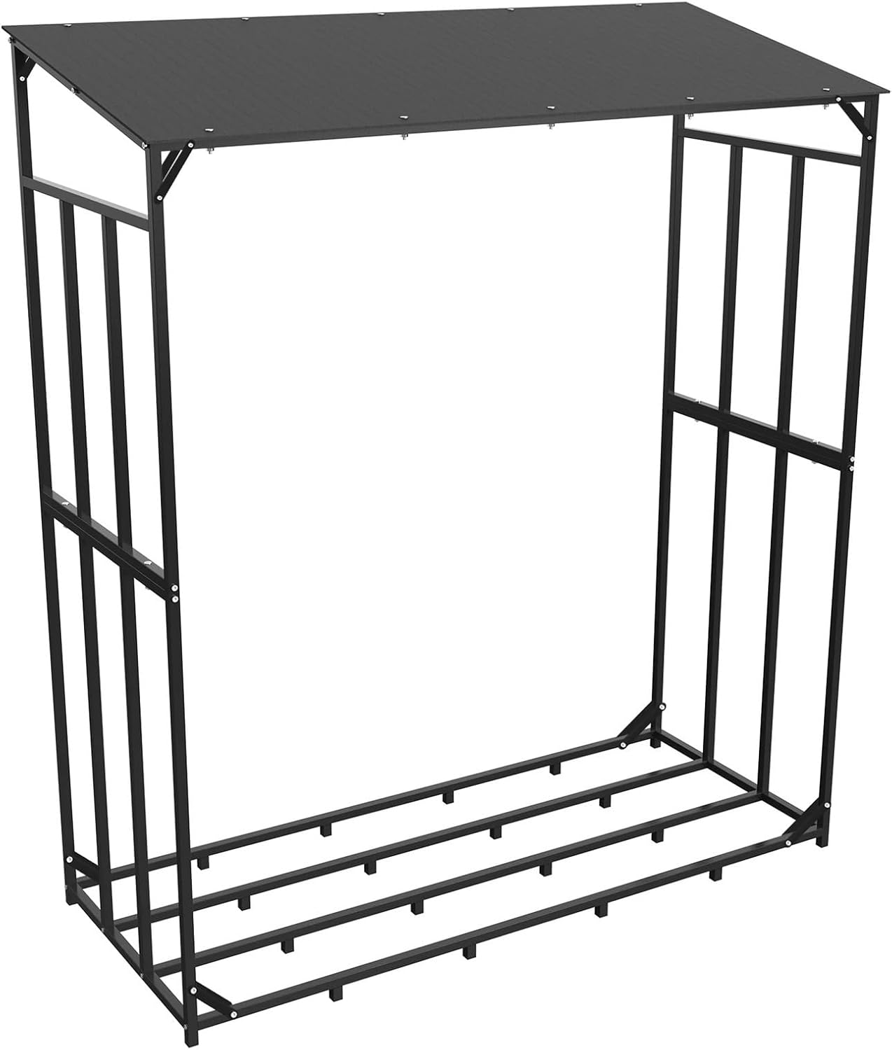 Fnacuody Firewood storage rack Heavy Duty Tall Metal Firewood Rack Stand with Top Cover Fireplace Wood Storage Stacking Holder for Outdoor Deck, Backyard