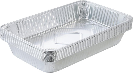 Aluminum Deep Foil Pans Full Size, Large Disposable Roasting & Baking Pan, 21"x13" (10 Pack) Extra Heavy Duty Chafing Trays for Hotels, Restaurants, Heating, Buffets & Bakeware