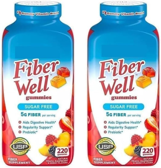 Vita Fiber Well Gummies, Sugar Free, Peach, Raspberry & BlackBerry Flavors, 220 Count