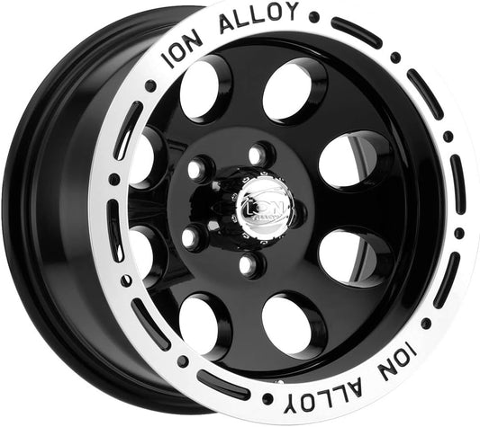 17x9.0 Ion Alloy Wheels 174 Wheel 0mm Acorn Lug Type 5x127 BLACK/MACHINED LIP BLACK/MACHINED LIP
