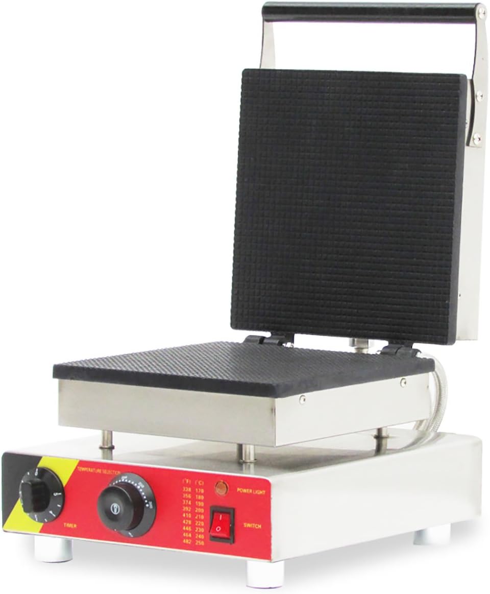 Waffle Cone Maker | Square Waffle Cone Machine | Ice Cream Cone Waffle Iron | Nonstick Coating | 110V