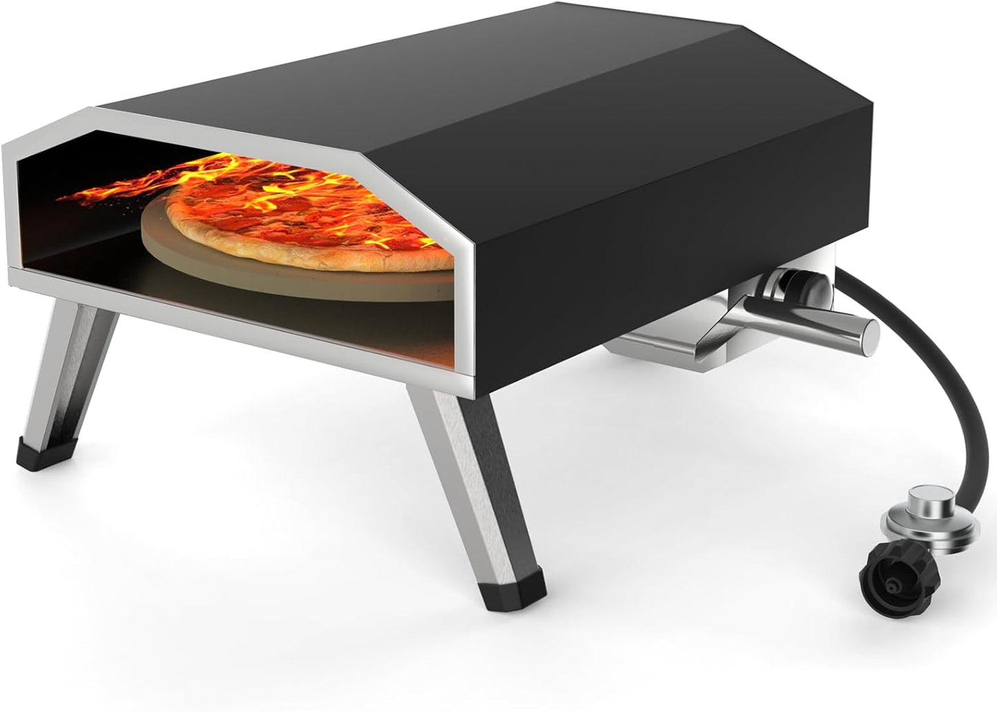 16" Gas Outdoor Pizza Oven, [Automatic Rotating] [Foldable Legs] Portable Pizza Maker, 1000°F 8000W [Quickly Bake] [Stainless Steel] Rotatable Pizza Grill for Outdoor Cooking Camping