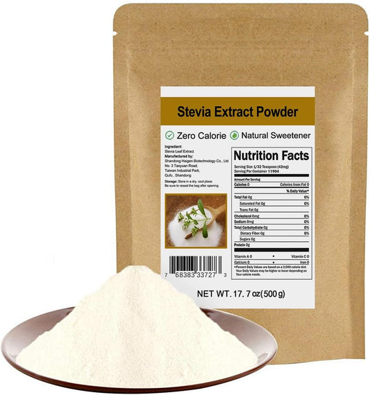 CCnature Pure Stevia Extract Powder without Erythritol 17.7oz(500g) - Highly Concentrated Stevia Powder Sweetener, Zero Calorie, No Artificial, Natural Sugar Alternative