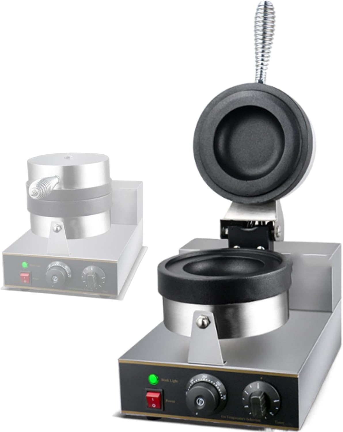 Ice Cream Cone Maker 110V/220V Commercial Waffle Cone Machine 1300W Electric Stainless Steel Non-Stick Cone Waffles Maker Double Head Egg Roll Mold for Restaurant Home Use