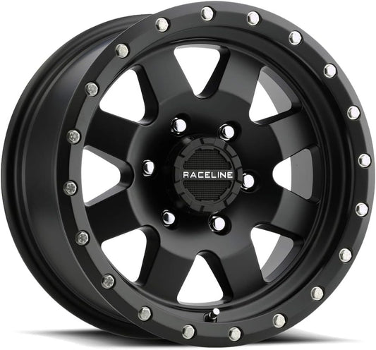 Raceline Wheels Aluminum Trailer Wheels 935B DEFENDER TR Satin Black Finish, 15X6" 6X139.7 Bolt Pattern 0mm Offset\/(3.5"B\/S), 8 Spoke Design, Utility, Boat Trailer Automotive Wheels