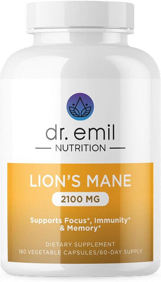 Organic Lions Mane Mushroom Supplement for Mental Clarity, Focus & Immune Support - Organic Brain Boosting Nootropic Lions Mane Mushroom Capsules with 100% Organic Lions Mane Extract, 60 Servings