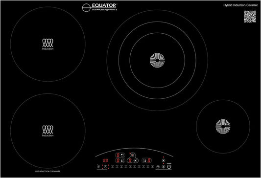 Equator 30-inch Electric Hybrid Cooktop with 2 Induction & 2 Ceramic Burners Dual Cooking Modes for Flexible, Fast, and Efficient Cooking Sleek Built-in Design
