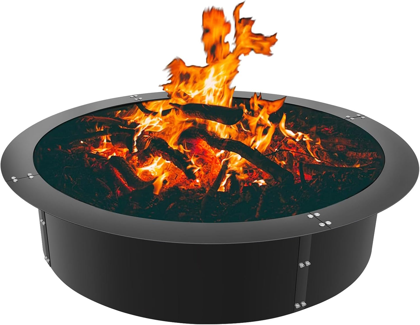 Fire Pit Ring 36-Inch Outer\/30-Inch Inner Diameter Fire Pit Insert 2.0mm Thick Heavy Duty Solid Steel Liner DIY Campfire Ring Above or In-Ground for Outdoor