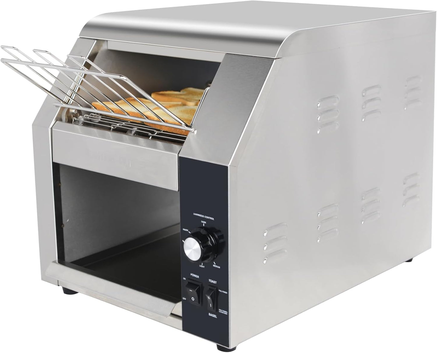 Hakka Commercial Conveyor Toaster, 450 Slices\/Hour Heavy Duty Conveyor Toaster Stainless Steel Toaster Oven Electric Restaurant Toaster with 3" Opening for Toast Bun Bagel Bread-120V,1800W