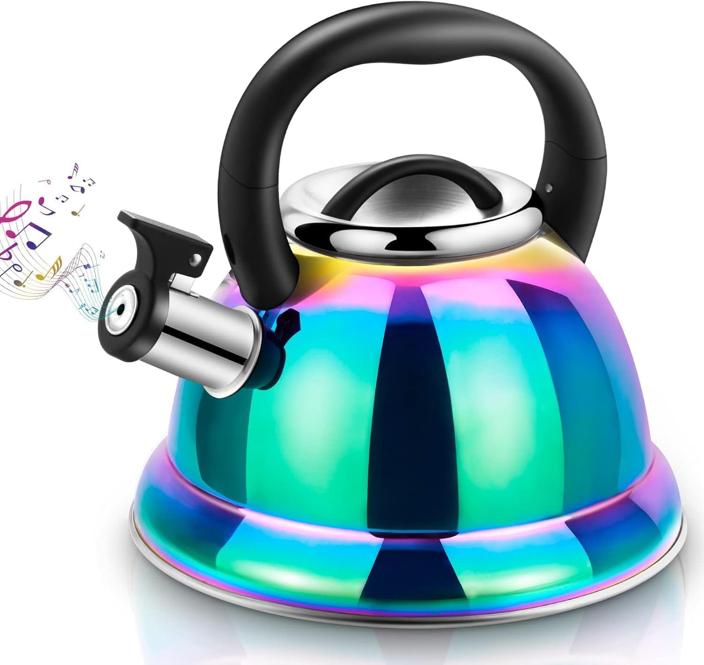 Tea Kettle, Kettle 3.7QT, Tea Pot Whistling 316 Stainless Steel, Tea Kettle Stovetop with Cool Folding Handle, Kettle Teapot Rainbow Induction for Boiling Water, Mirror Finish