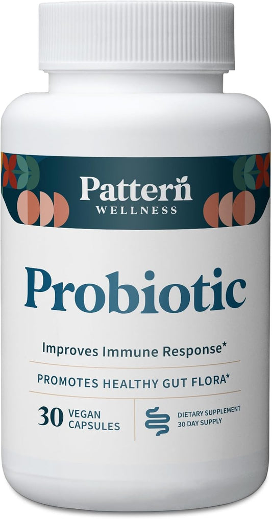 Pattern Wellness Probiotic Supplement - 51 Billion CFU - Promotes Healthy Gut Flora - Maintains Digestive Balance & Boosts Immune Health - All Natural, Non-GMO - 30 Vegan Capsules