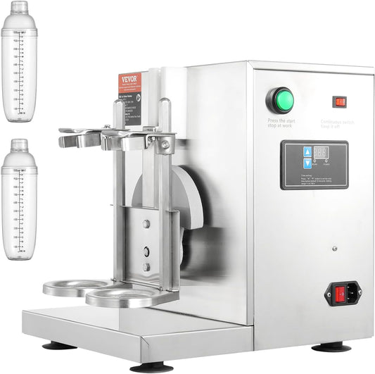 VEVOR Milk Tea Shaking Machine, Electric Double Frame Milk Tea Shaker, 0-180s Adjustable Milk Shake Mixer Machine with Double 1000 ML PC Cups for Bubble Tea, Boba Tea, Juice, Coffee, Milk, Wine