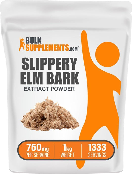 BulkSupplements.com Slippery Elm Bark Extract Powder - Slippery Elm Powder, Sourced from Ulmus Rubra Bark - Gluten Free, 750mg per Serving, 1kg (2.2 lbs) (Pack of 1)