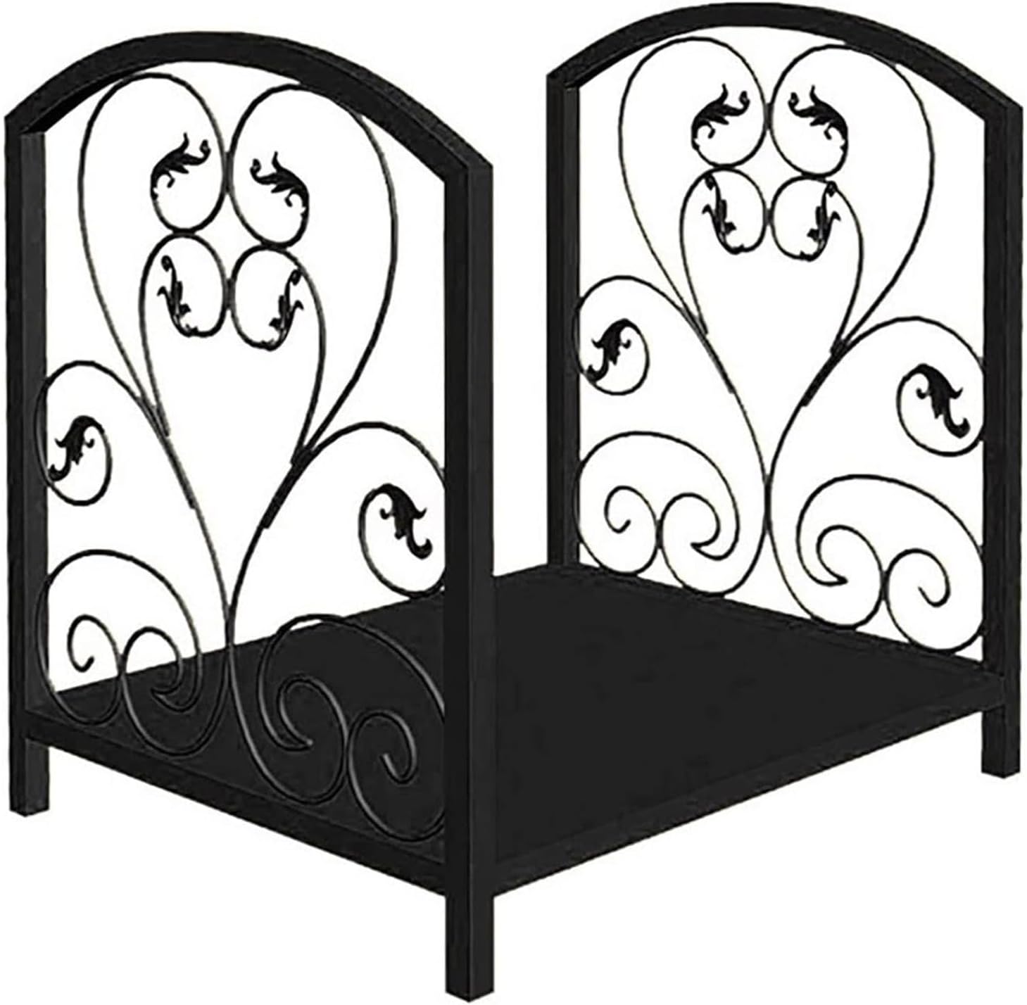 Firewood Rack Stand Outdoor Indoor Heavy Duty Fire Logs Stand, 17 Inch Small Firewood Racks Wood Stacker Storage Log Rack Holder For Fireplace Metal Lumber Storage Carrier Organizer(Black)