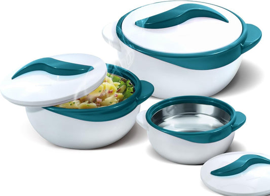 Pinnacle 3 Piece Thermo Dish Hot or Cold Casserole Serving Bowls with Lids Turquoise