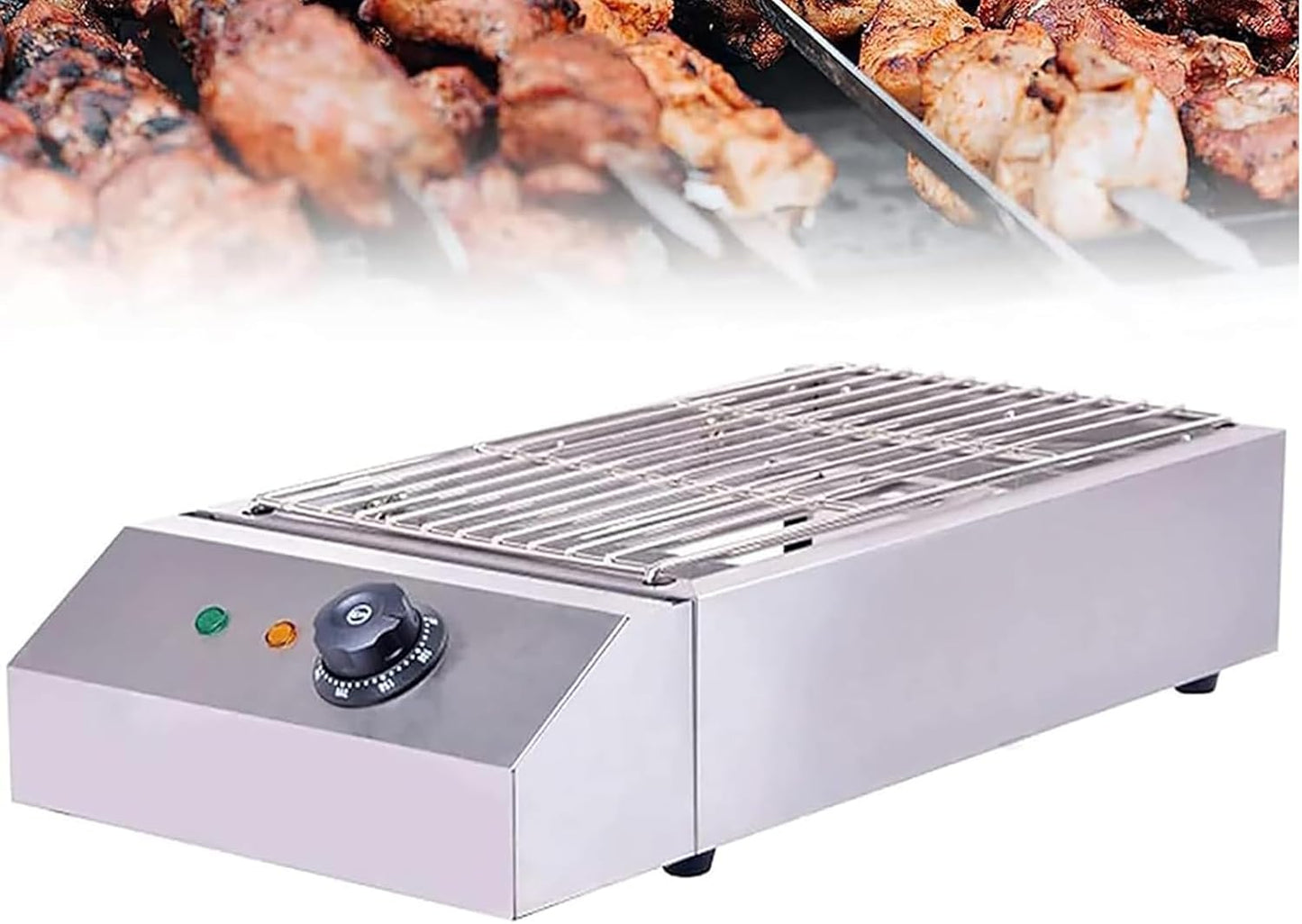 Electric Table Top Griddle, Portable BBQ Barbecue Grill, Temperature Range:50-300℃/BBQ Net Size:43 X26 CM/Fast Heating, for Kitchen/Restaurant/Home