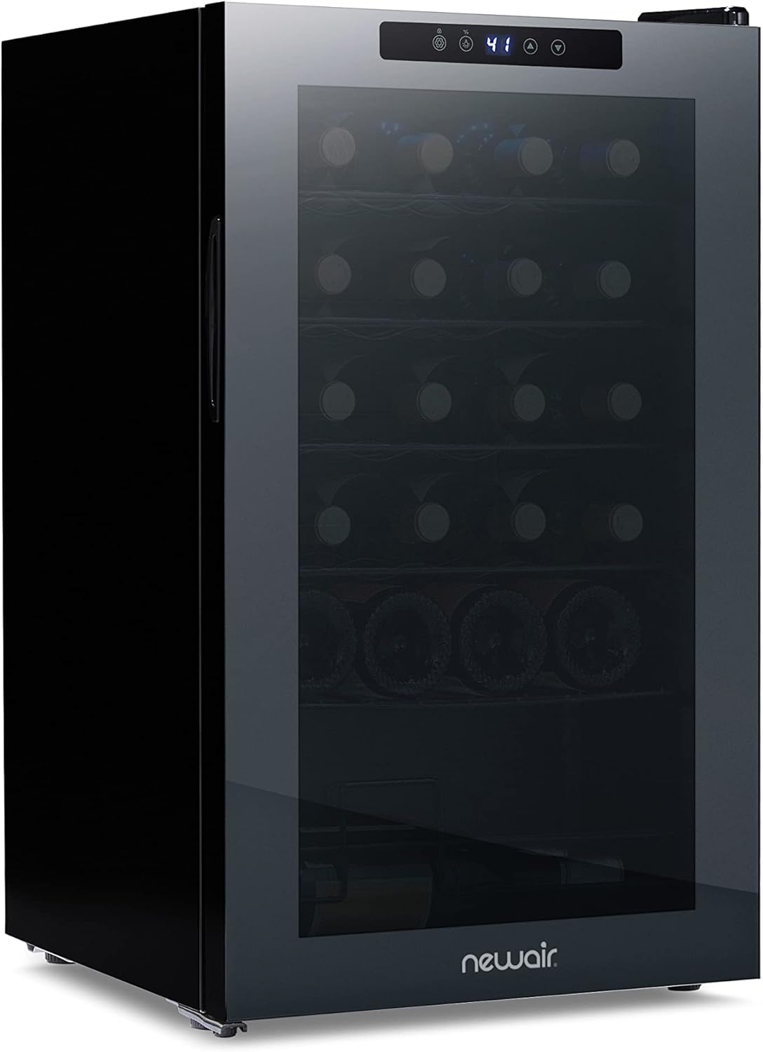 NewAir 24 Bottle Wine Cooler Refrigerator, Shadow Series Freestanding Wine Fridge with Mirror Glass Door, UV-Protected Glass & Quiet Compressor Cooling, Compact Wine Cellar