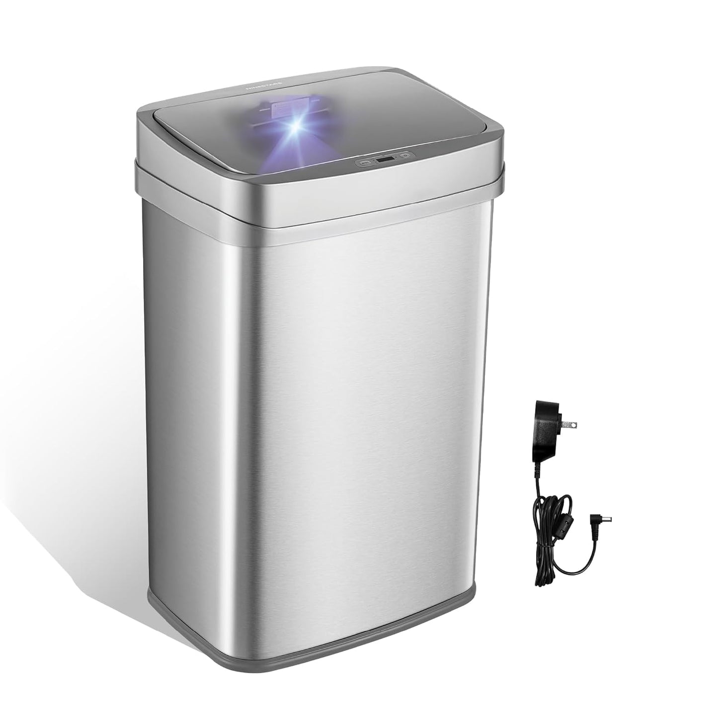 Ninestars Nova Series 13 Gallon Odor Elimating Automatic Kitchen Trash Can Automatic Odor Control Motion Sensor Garbage Bin, 50 Liter Smart Opening Stainless Steel, Silver