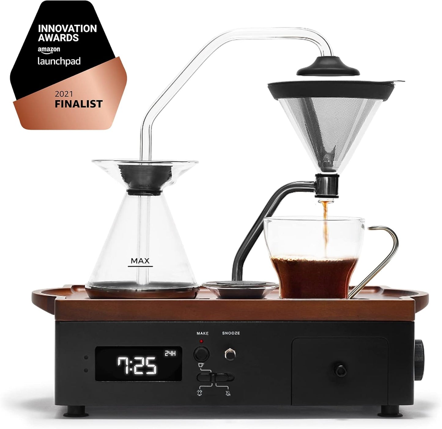 Barisieur Coffee Alarm Clock Coffee Maker- Black Walnut