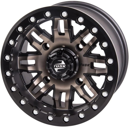 TUSK 4/156 Teton Beadlock Wheel 14x7 5.0 + 2.0 Smoke/Black for Polaris General 4 1000 Sport 2025