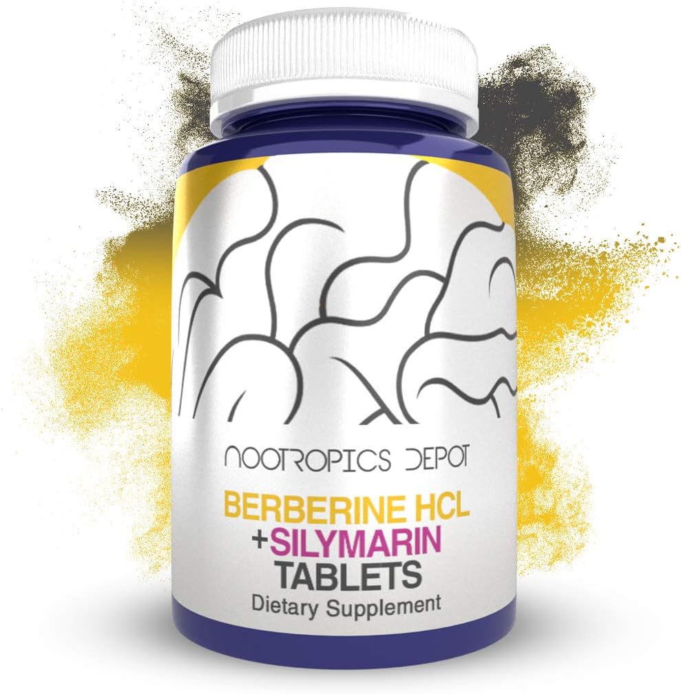 Nootropics Depot Berberine HCL + Silymarin Capsules | 500mg + 90mg | 60 Count | Supports Cellular Function, Metabolic Function