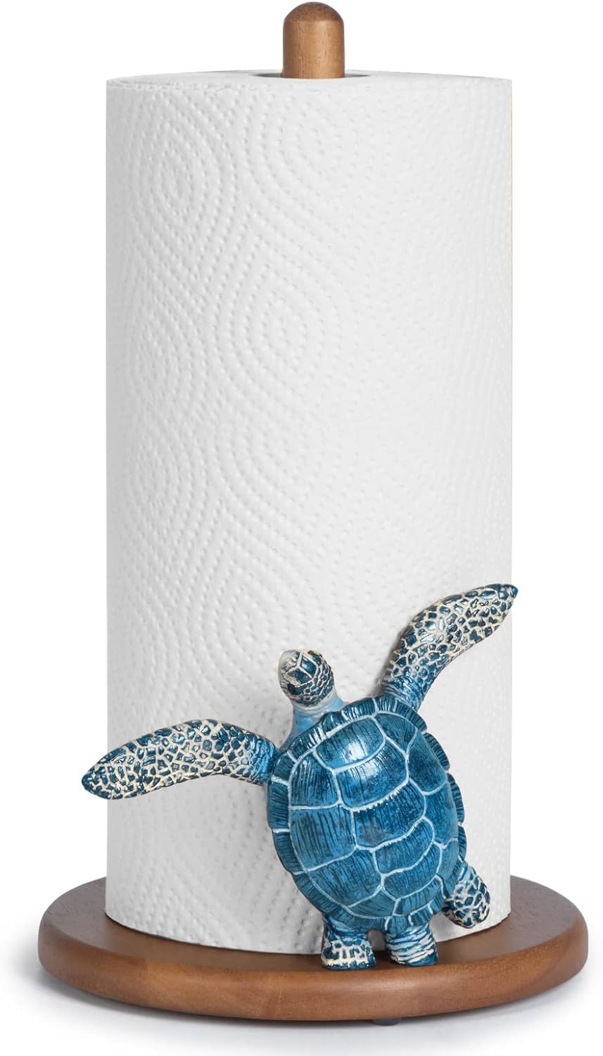 Turtle Paper Towel Holder - Coastal Decor Home Beach House Gift Sea Turtle Gifts for Women Bathroom Decor Unique Funny Cute Cool Paper Towel Holder Stand Kitchen Counter Beach Themed Accessories Stuff