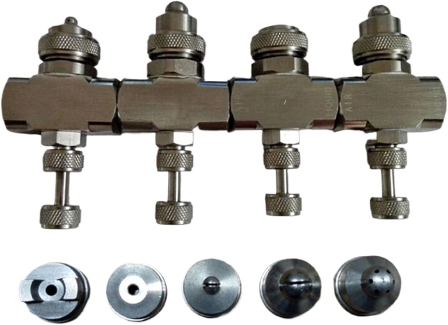 JDKHXPCL Adjustable 1\/4 "Stainless Steel air atomizing Nozzle, Part for misting, Spraying of Two fluids, Gas and Water(Green-1)